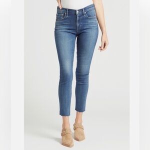 AGOLDE Sophie High Rise Skinny Crop Jeans Blue 29 Frayed Hem
